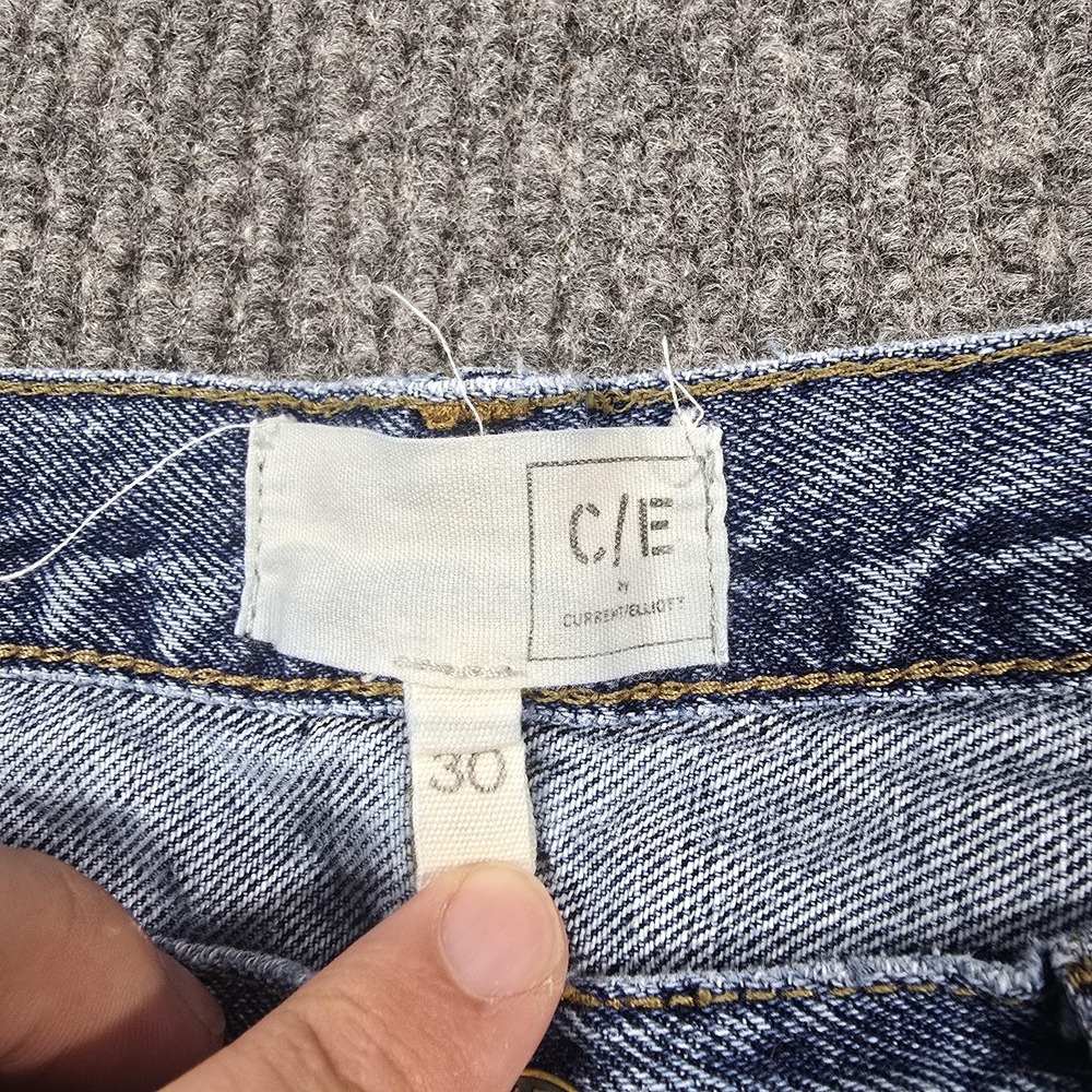 Current/Elliott Jeans Womens 30 Blue Wide Leg Cropped Raw Hem High Rise 30x26 - Picture 5 of 14
